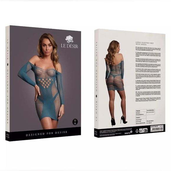 🦋B2G1🦋LE DÉSIR Long-Sleeved FishNet Mini Dress Bodycon | ONE SIZE | - Picture 2 of 8